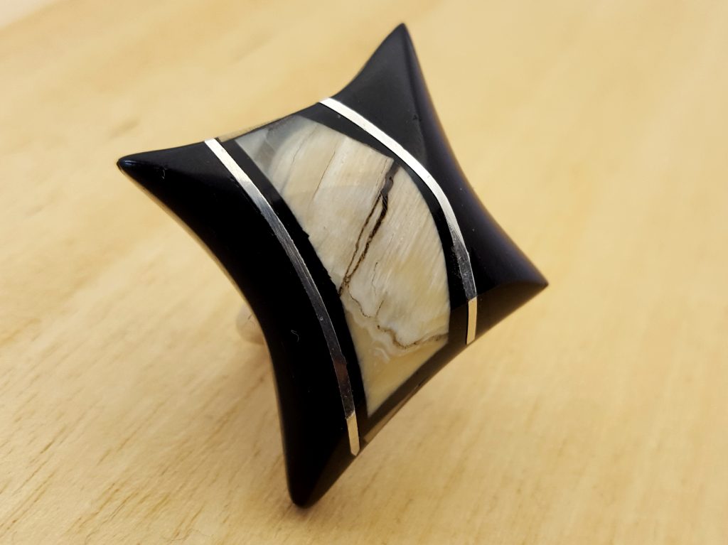 bague ivoire fossile ebène