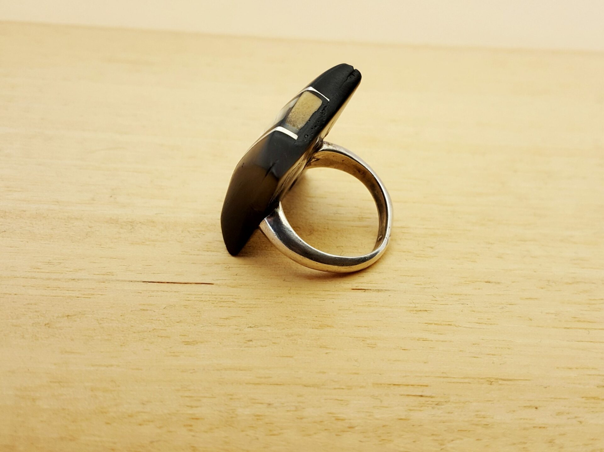 bague coquillage ivoire ébène anneau