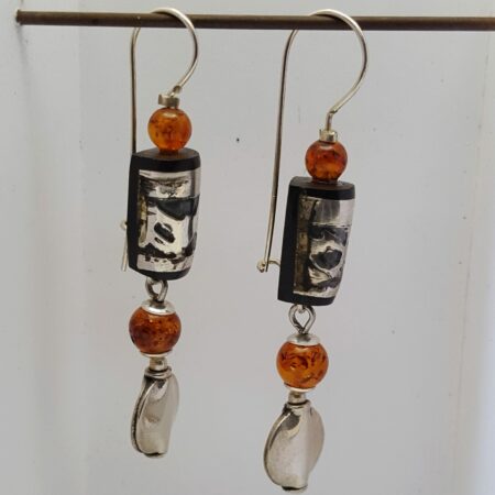 boucles d'oreille argent ambre