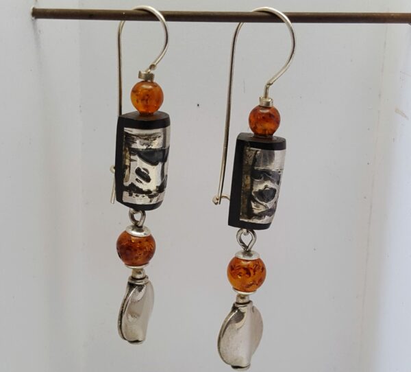boucles d'oreille argent ambre