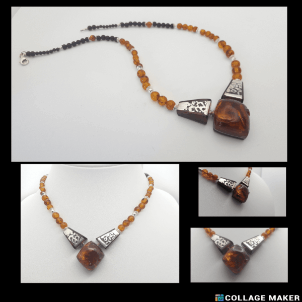 collier ambre branches eau forte